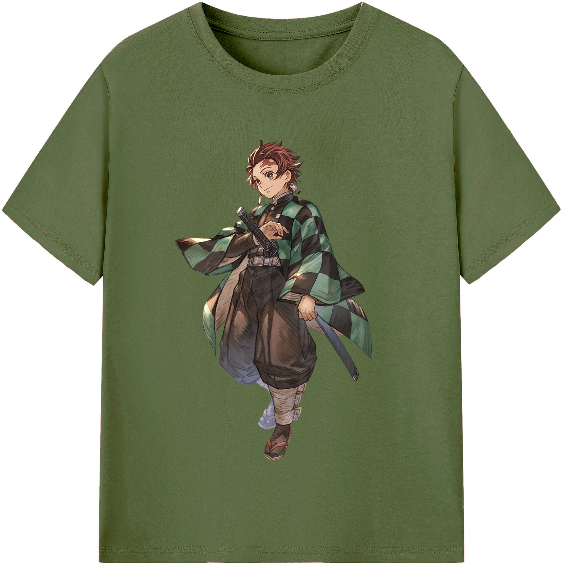 （画像用） 鬼滅の刃 竈門 炭治郎／かまど たんじろう Kamado Tanjirou 綿100％半袖Tシャツ（フロントプリント）